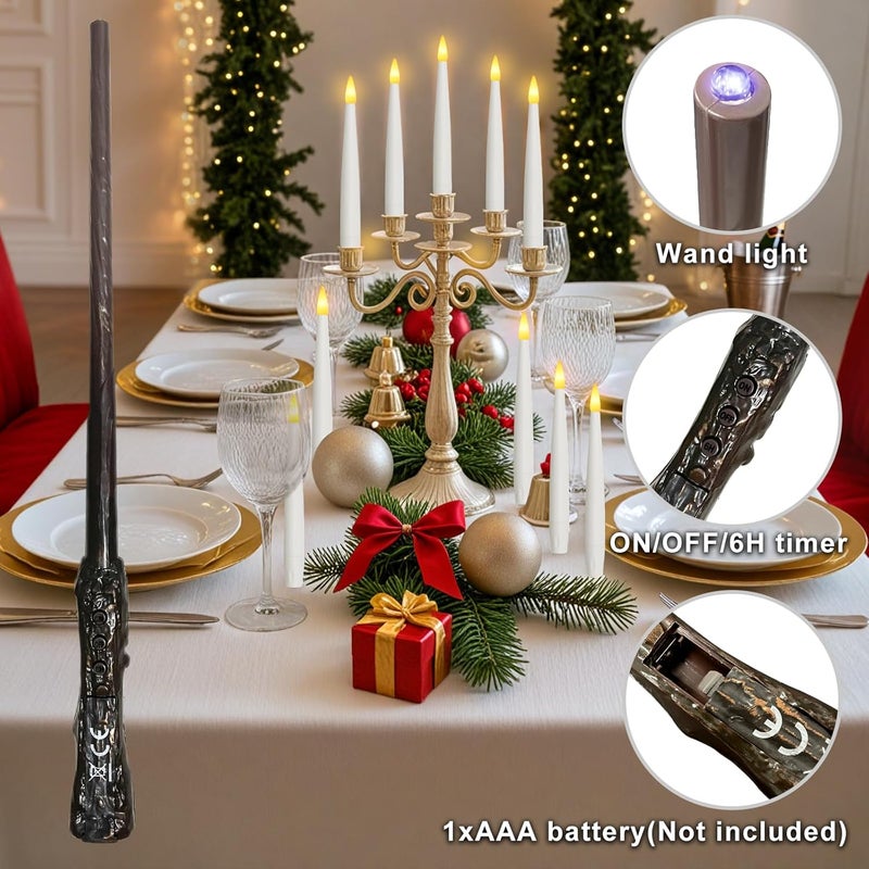 Sunjas Store Christmas Tree Candles with Magic Wand 12 Pack Flameless Candles for Christmas Tree Flickering Battery Operated LED Candle for Holiday Home Party Decor with Snowflake - Image 3